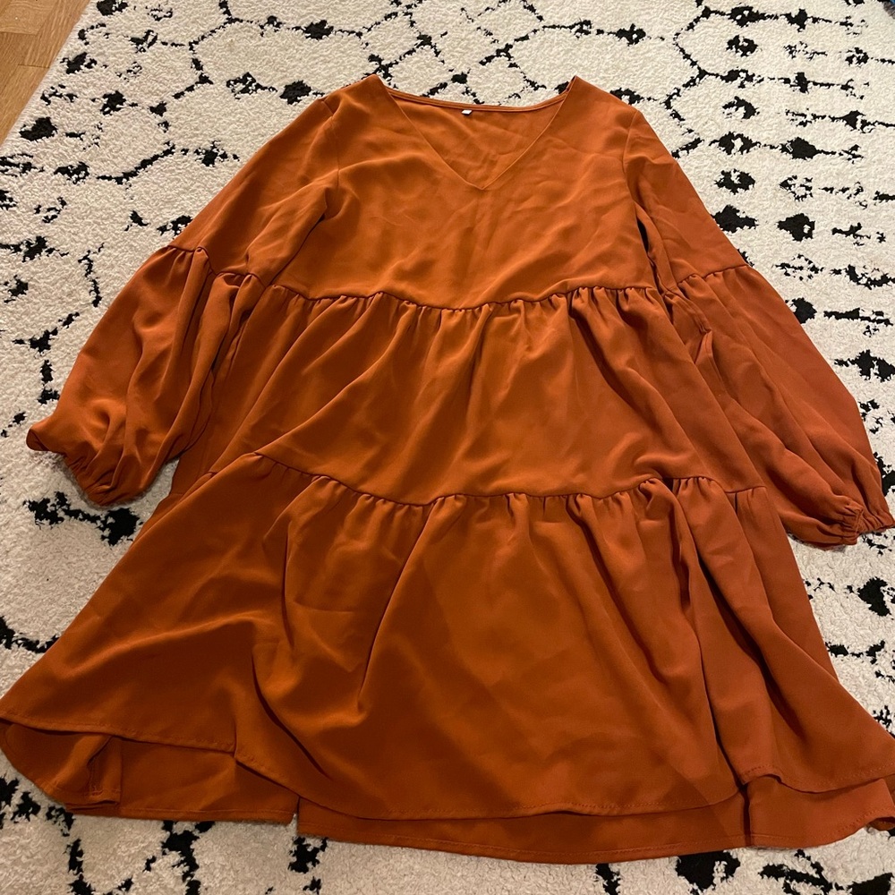 Womens Tunic Dress Long Sleeve V Neck - Picture 4 of 6
